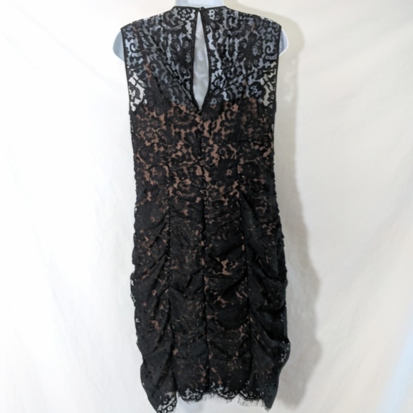 Eliza J Black Lace Ruched Sheath Dress‎ sz 10 - Picture 4 of 8